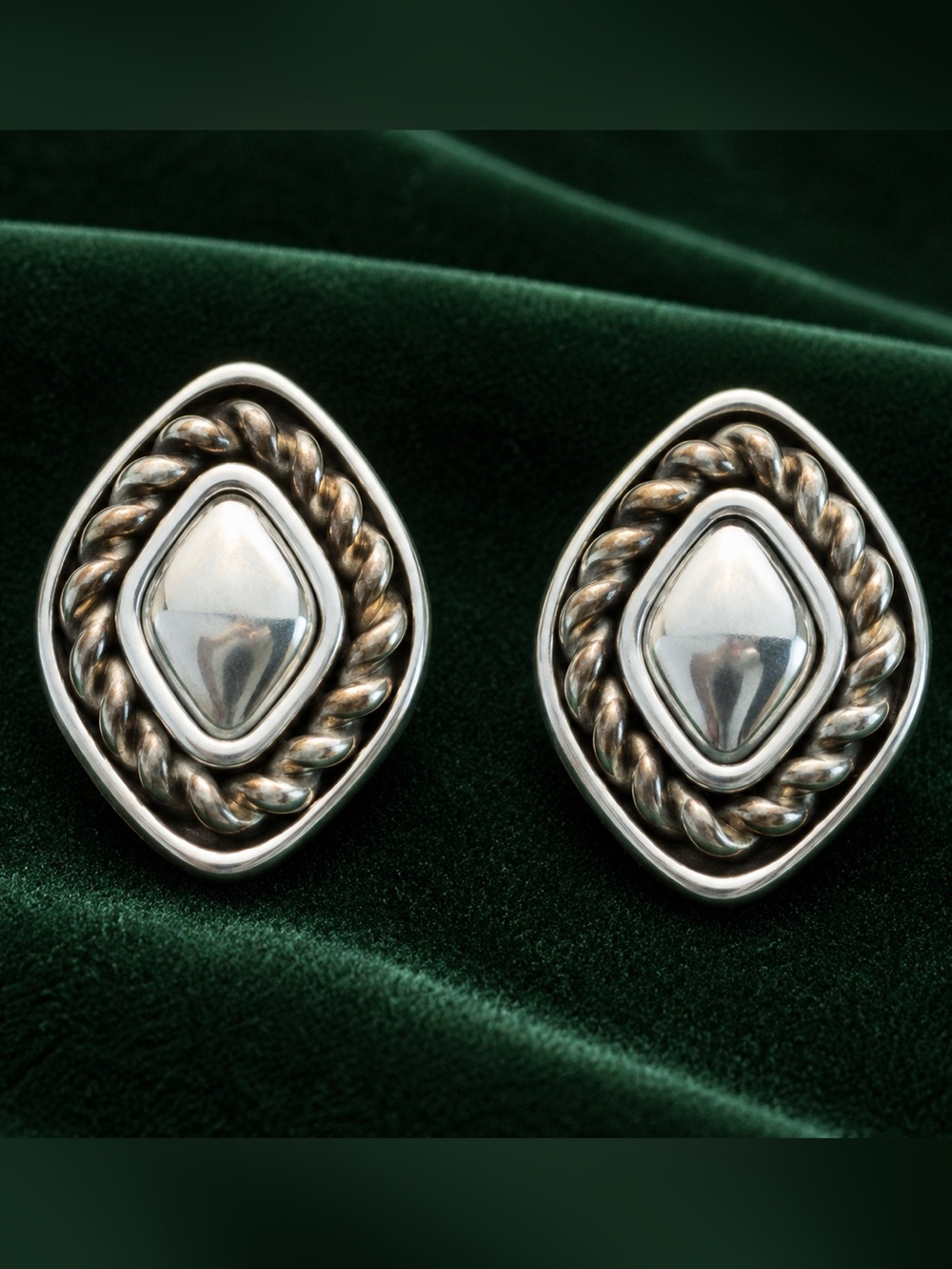 Vintage HMN Gold and silver tone wheat design clip on earrings. 5/8” by 1/2”.